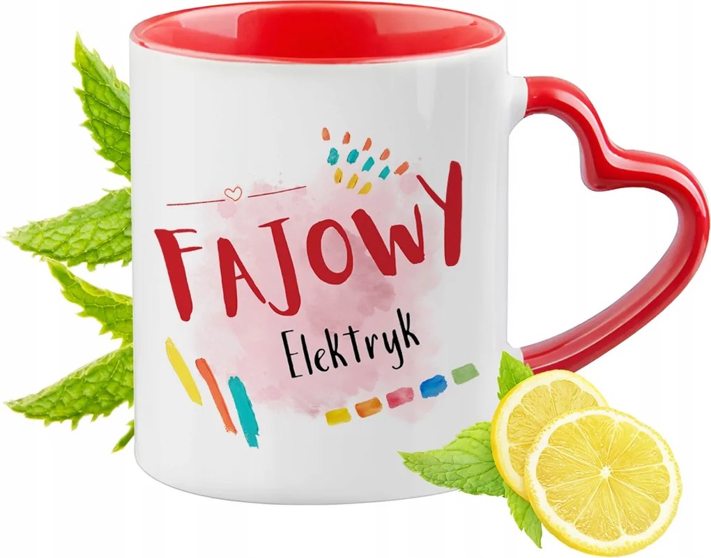 Villanyszerelő Bögre Piros Szív Alakú Füllel Ajándék