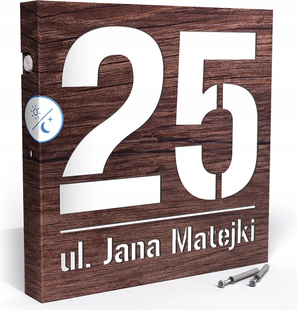 Megvilágított Házszám Led Címtábla 30X30 cm Szürkület Érzékelő