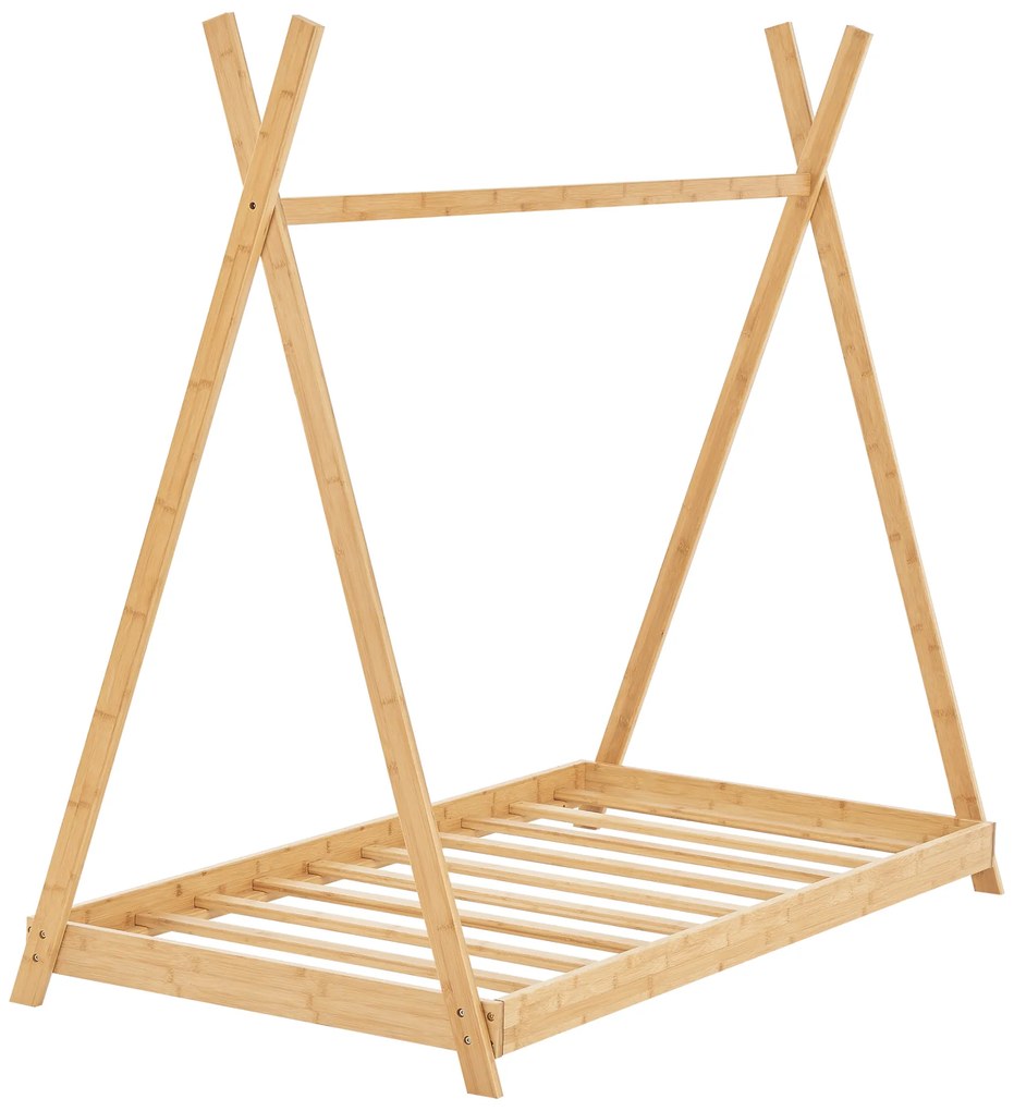 Tipi indián sátor gyerekágy Vimpeli 80x160 cm bambusz [en.casa]
