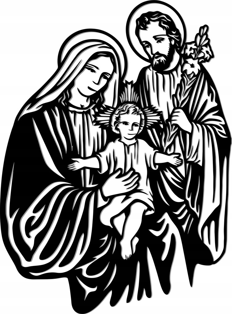 Áttört Kép Nagy Szent Család Szent Józef Mária Jézus 100CM