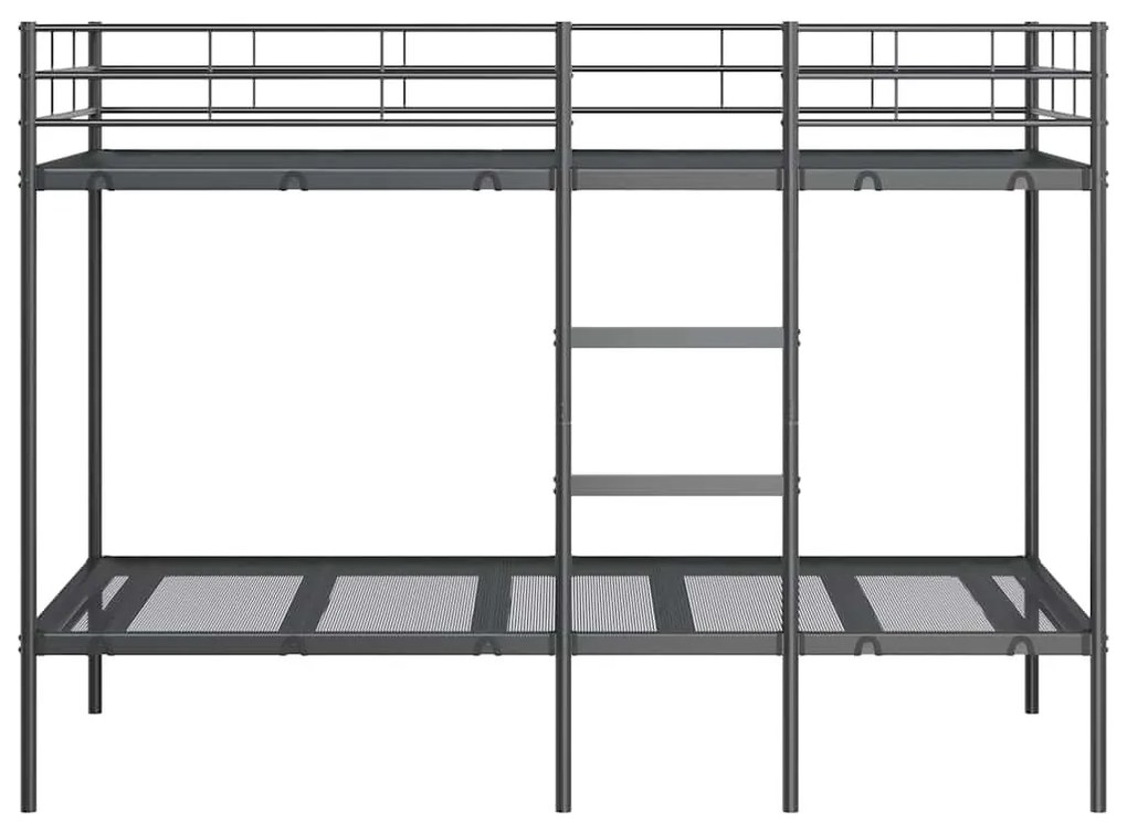 fekete acél emeletes ágy matrac nélkül 90 x 190 cm