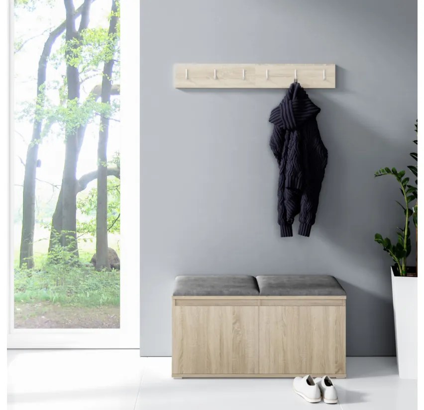 EUGENIO 5 előszoba összeállítás, 100x49,5x40, tölgy artisan/černá/trinity 15