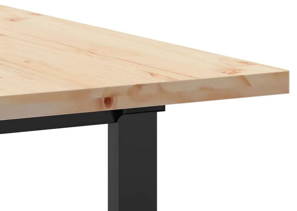 tömör fenyőfa és öntöttvas étkezőasztal O-vázzal 160x80x75,5 cm