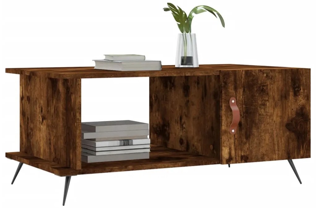 Füstös tölgy színű szerelt fa dohányzóasztal 90 x 50 x 40 cm