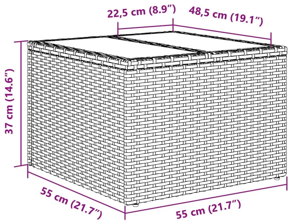 2 részes fekete polyrattan és üveg kerti kanapészett párnákkal