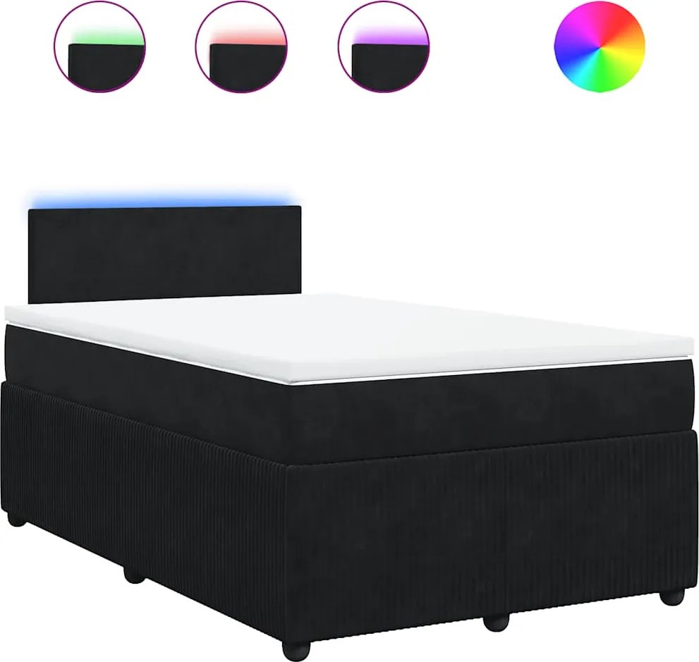 vidaXL fekete bársony rugós ágy matraccal 120x190 cm