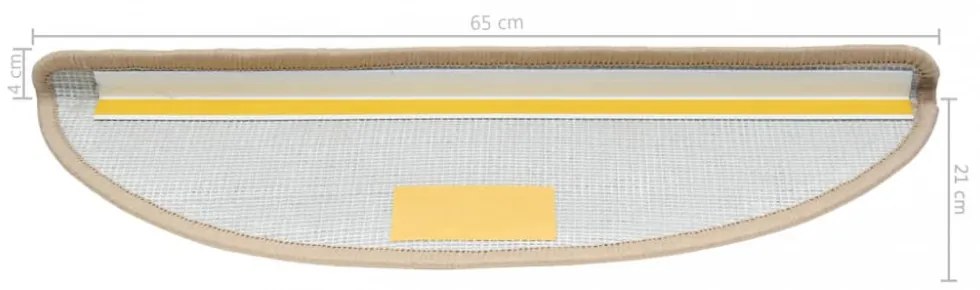 vidaXL 15 db krémszínű lépcsőszőnyeg 65 x 21 x 4 cm