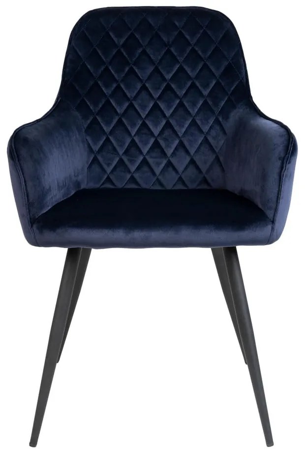 Sötétkék kárpitozott karfás étkezőfotel szett 2 db-os Harbo – House Nordic