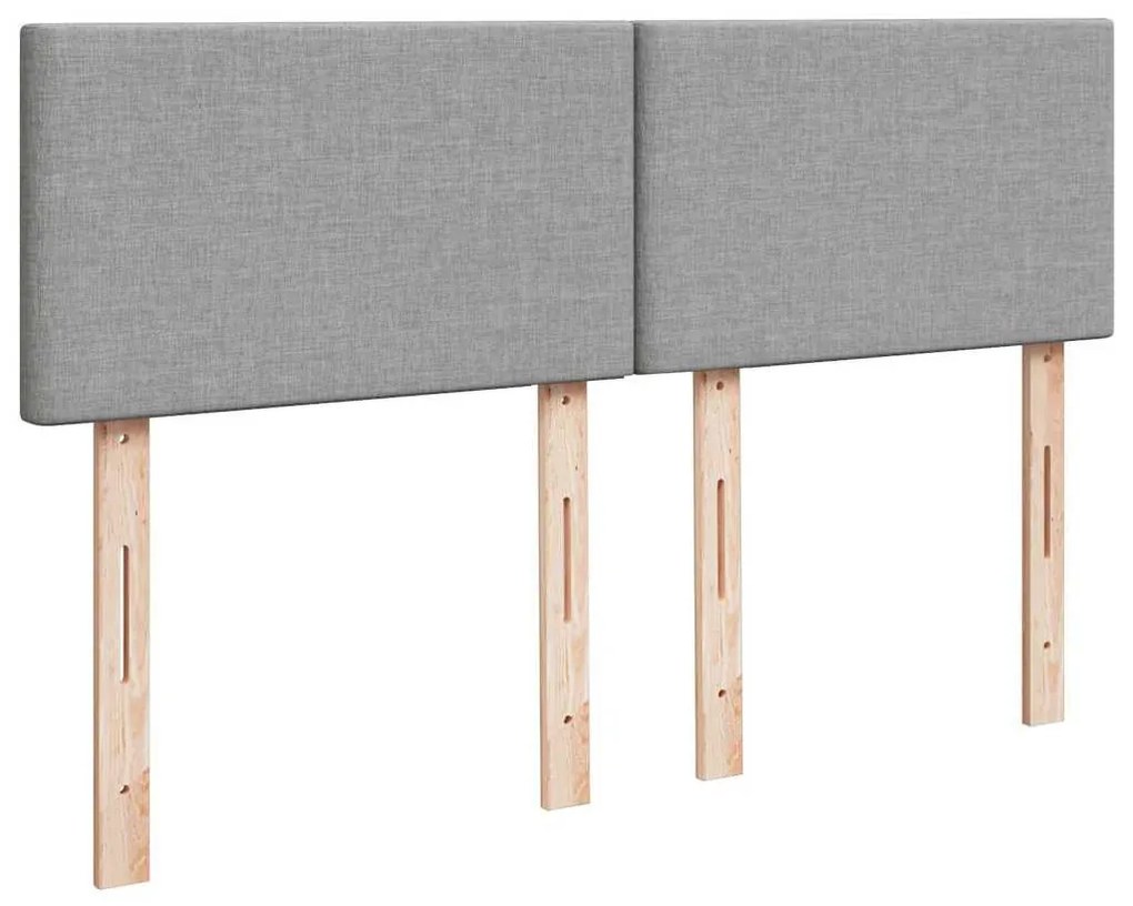 Ottomán ágy matraccal &amp; LED-ek Világosszürke 140x190 cm szövet