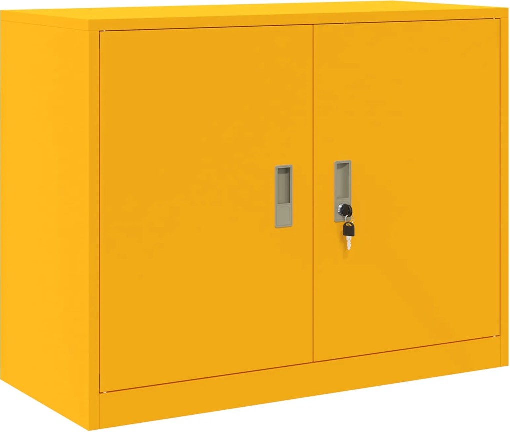 vidaXL Tárolószekrény Mustár sárga 90 x 40 x 70 cm Acél