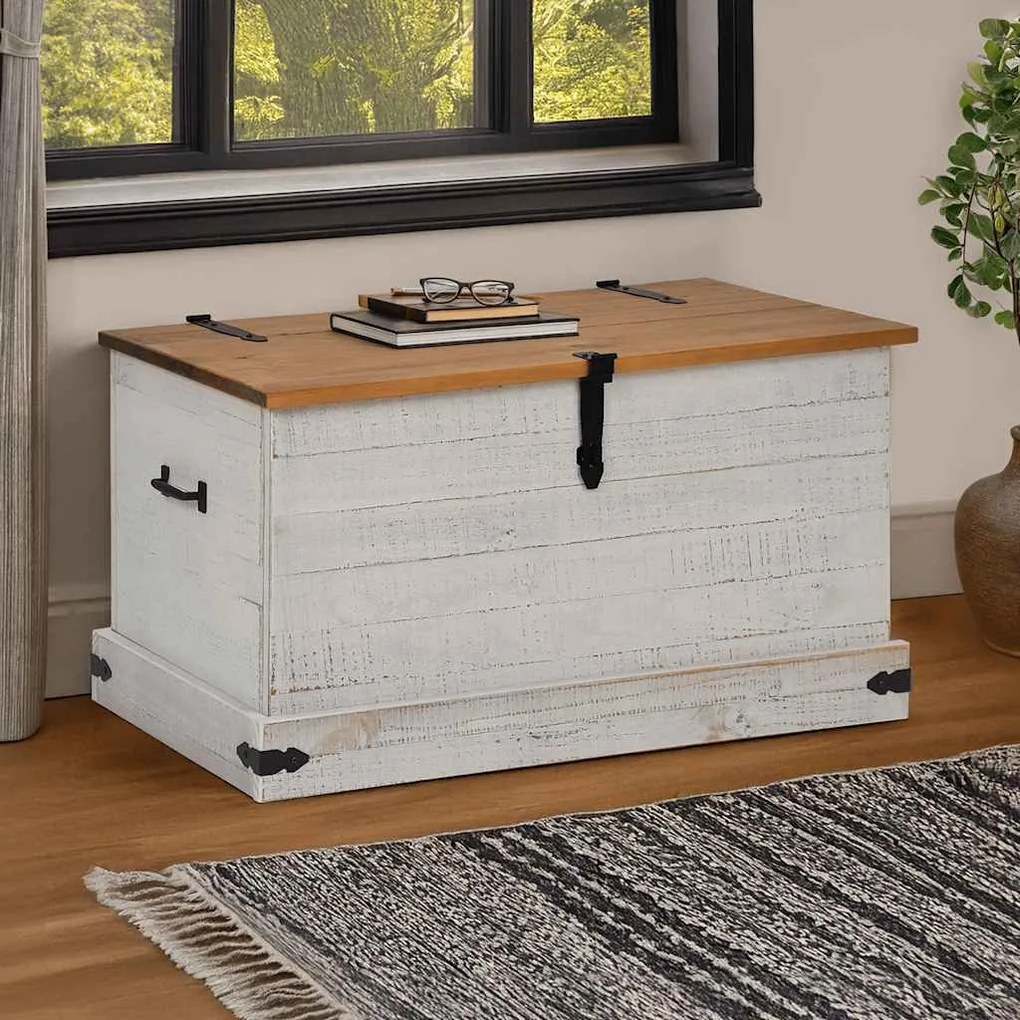 fehér tömör fenyőfa HALDEN tárolószekrény 91x48x47 cm