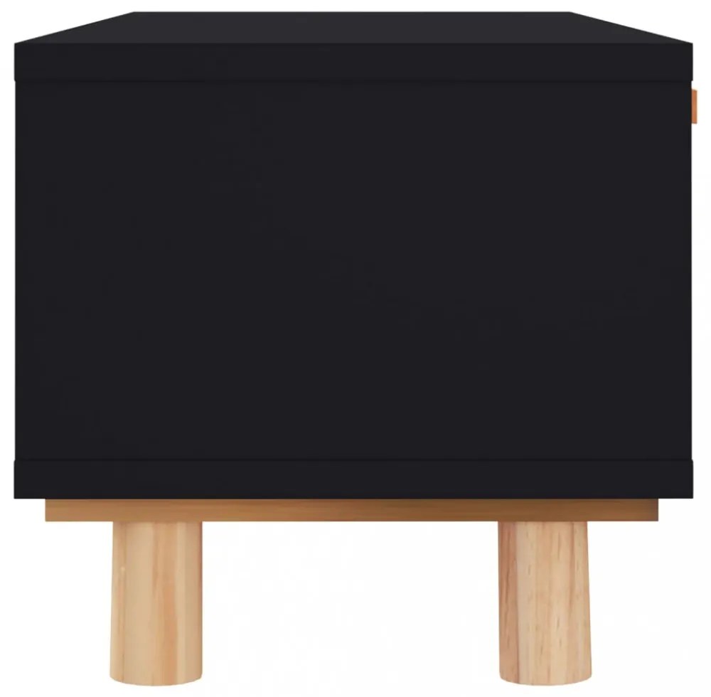 fekete szerelt fa és tömör fenyőfa dohányzóasztal 80x40x30 cm