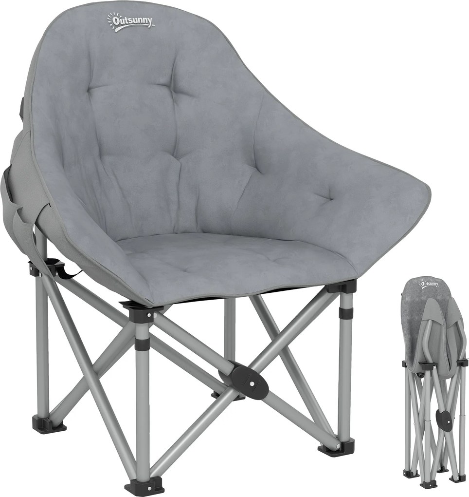 Outsunny Összecsukható Szék Oldalsó Zsebbel és Hordtáskával, Párnázott Kerti Szék 120 kg Teherbírással | Aosom