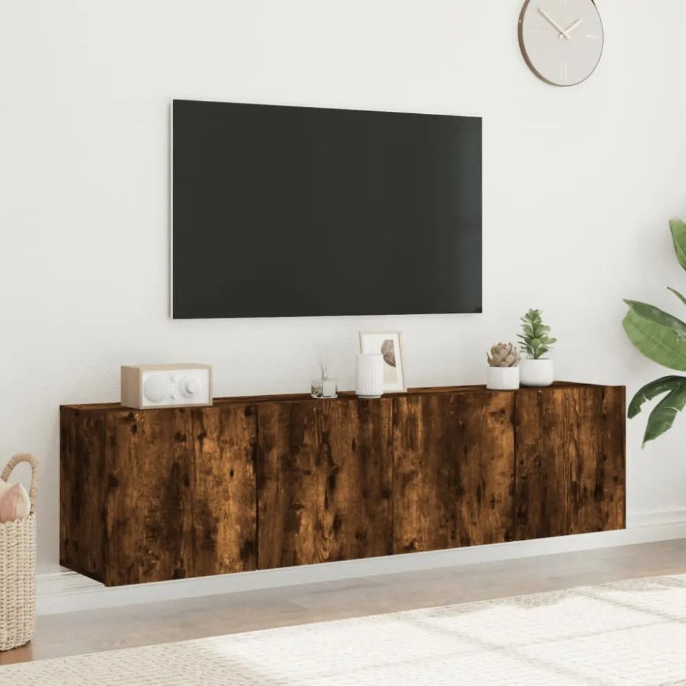 2 db füstös tölgy színű fali TV-szekrény 80 x 30 x 41 cm