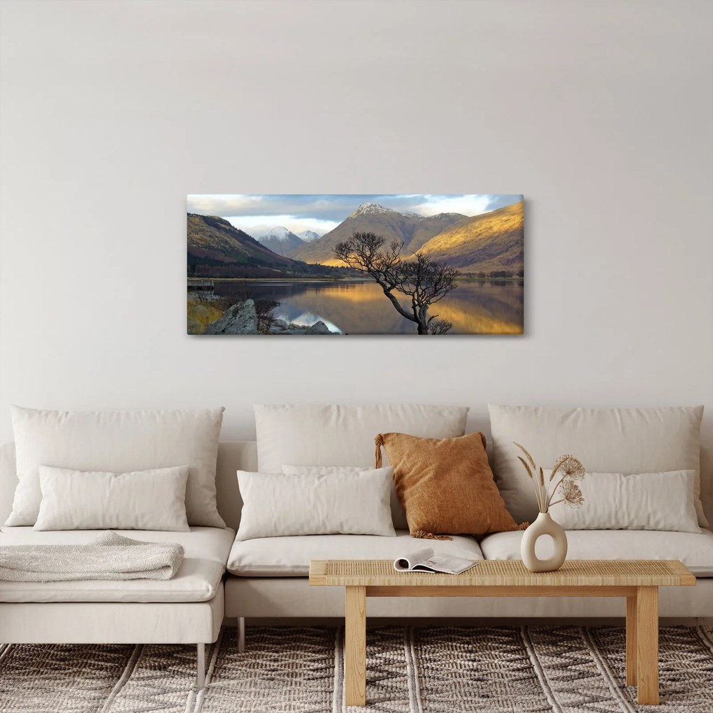 Kép - Hegyek a tónál (120x50 cm)