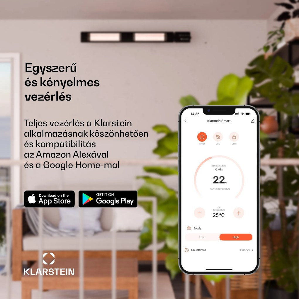 Blumfeldt Cosmic Beam Smart 24, infravörös hősugárzó, 2400 W, vezérlés applikáción keresztül, fehér