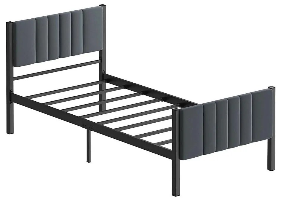 Egyszemélyes fémágy LUNOR 90x200 cm antracit teherbírás 120 kg