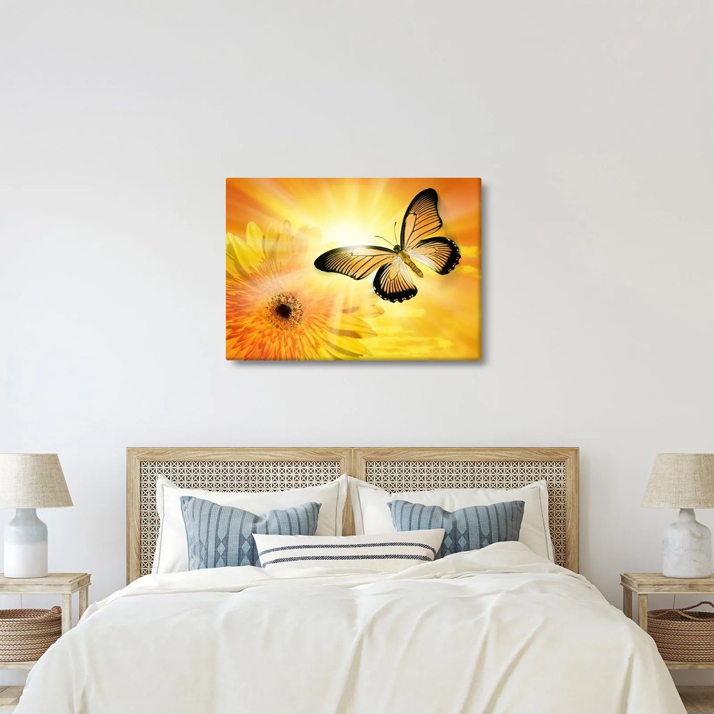 Kép - Sárga pillangó virággal (70x50 cm)