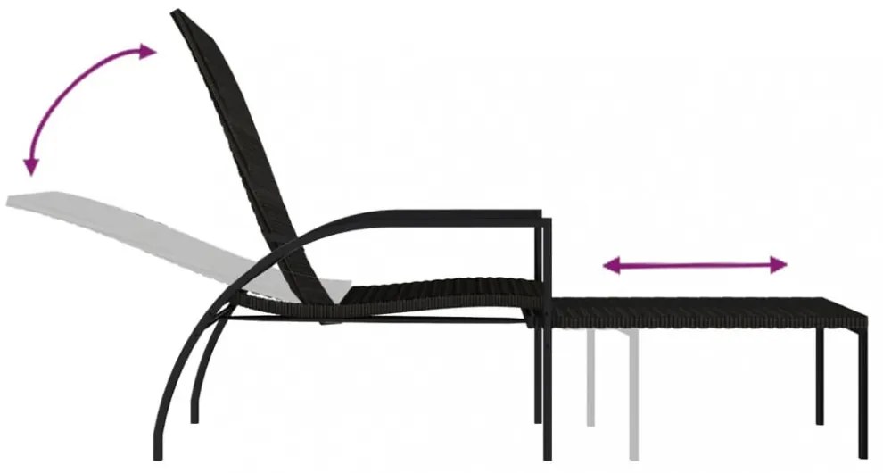 2 db barna polyrattan napozóágy lábtartóval