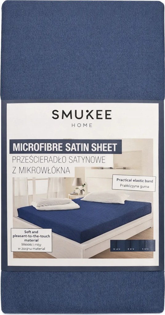 Smukee mikroszálas szatén lepedő 160 x 200 cm sötétkék