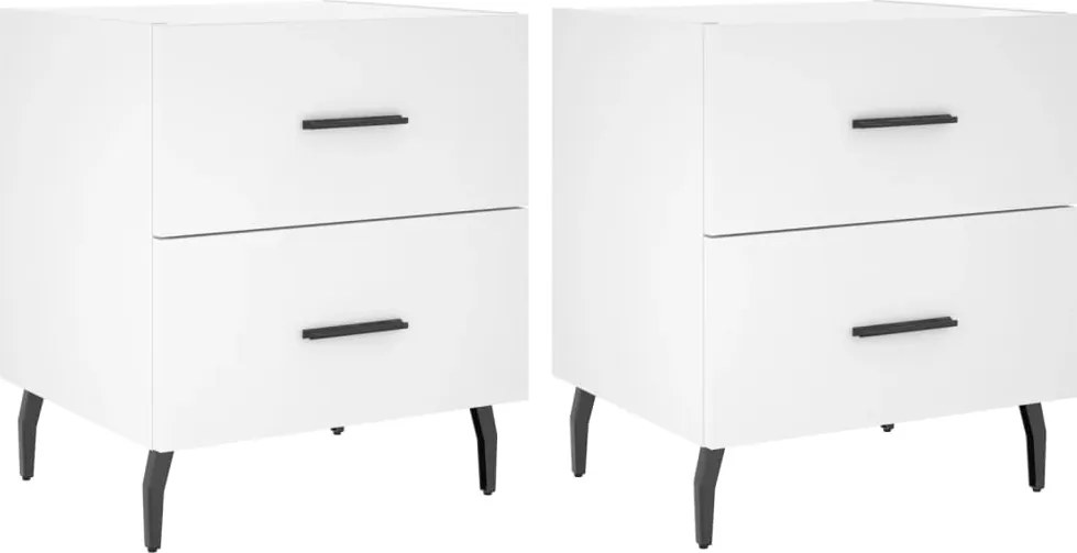 vidaXL 2 db fehér szerelt fa éjjeliszekrény 40 x 35 x 47,5 cm