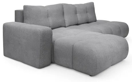 Ágyazható kárpitozott sarokülőgarnitúra tárolóval, L-alakú, ALMADA, balos, szürke