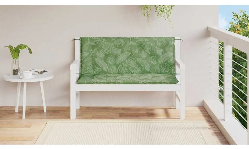 2 db levélmintás szövet kerti padpárna 120 x 50 x 7 cm