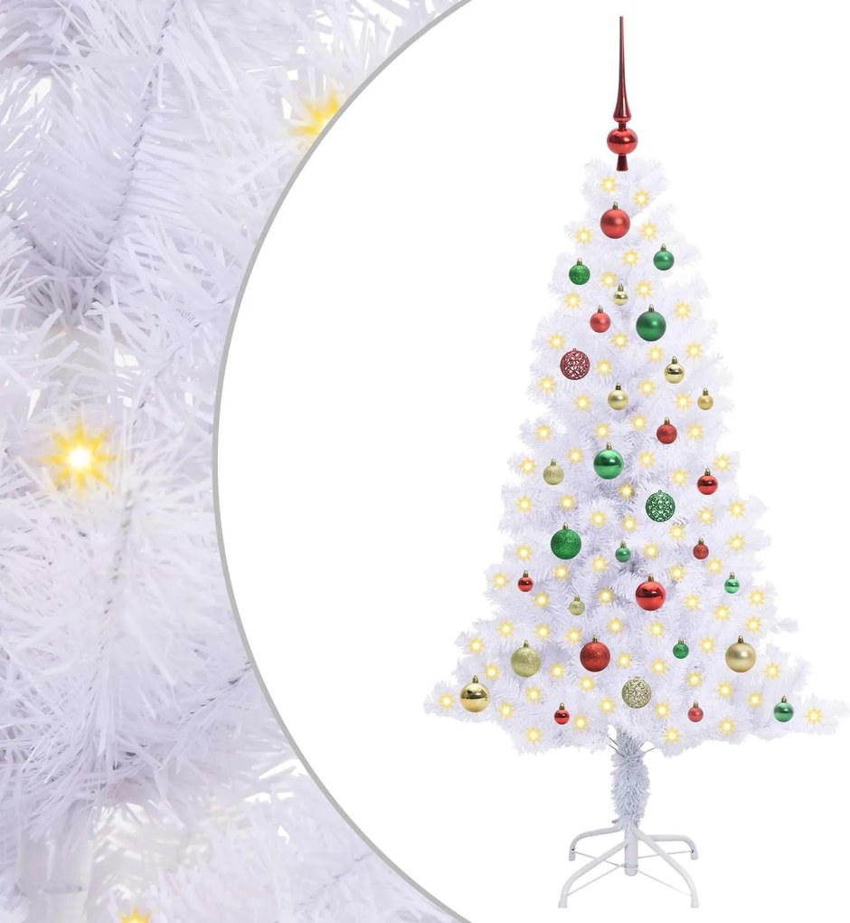vidaXL Mű karácsonyfa 150 LED-del állvánnyal Fehér 150 cm PVC és Acél
