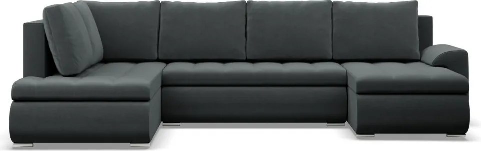 Tokio U sarokkanapé, 3 ágyneműtartóval, bársony, baloldali, szürke