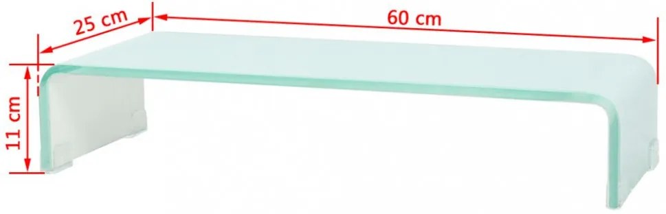zöld üveg TV állvány/monitor magasító 60 x 25 x 11 cm