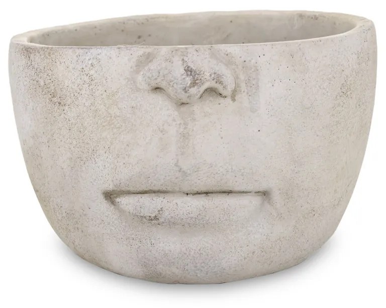 Cyrus design görög stílusú emberi arcot ábrázoló cement virágtartó kaspó szürke 12x18x18cm