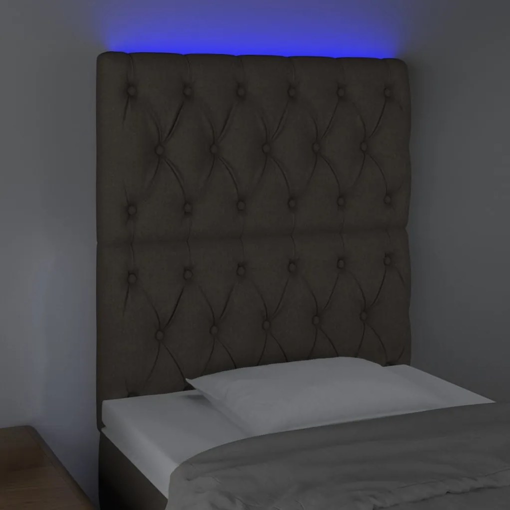 tópszínű szövet LED-es fejtámla 80x7x118/128 cm