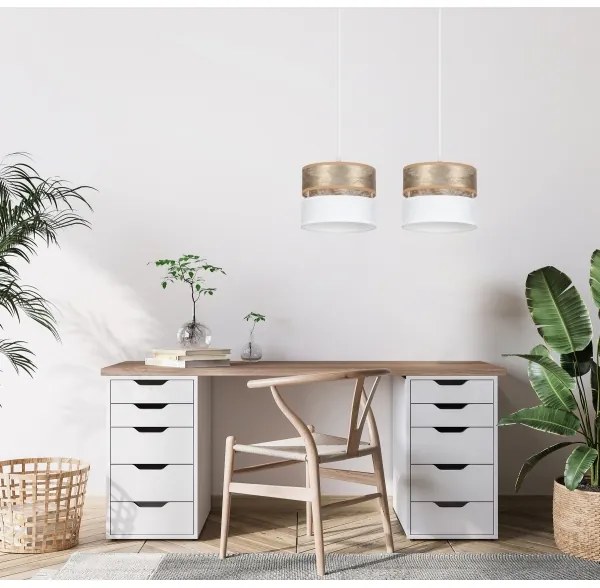 Csillár zsinóron LIMA 2xE27/60W/230V arany/fehér