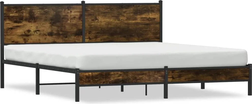 vidaXL füstös tölgy színű fém ágykeret matrac nélkül 183 x 213 cm