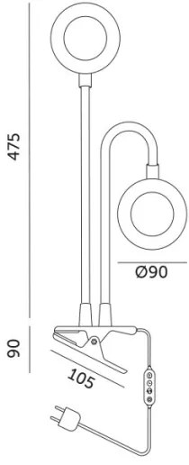 LED flexibilis asztali lámpa csipesszel növényekhez VITARO 2xLED/4W/230V fekete