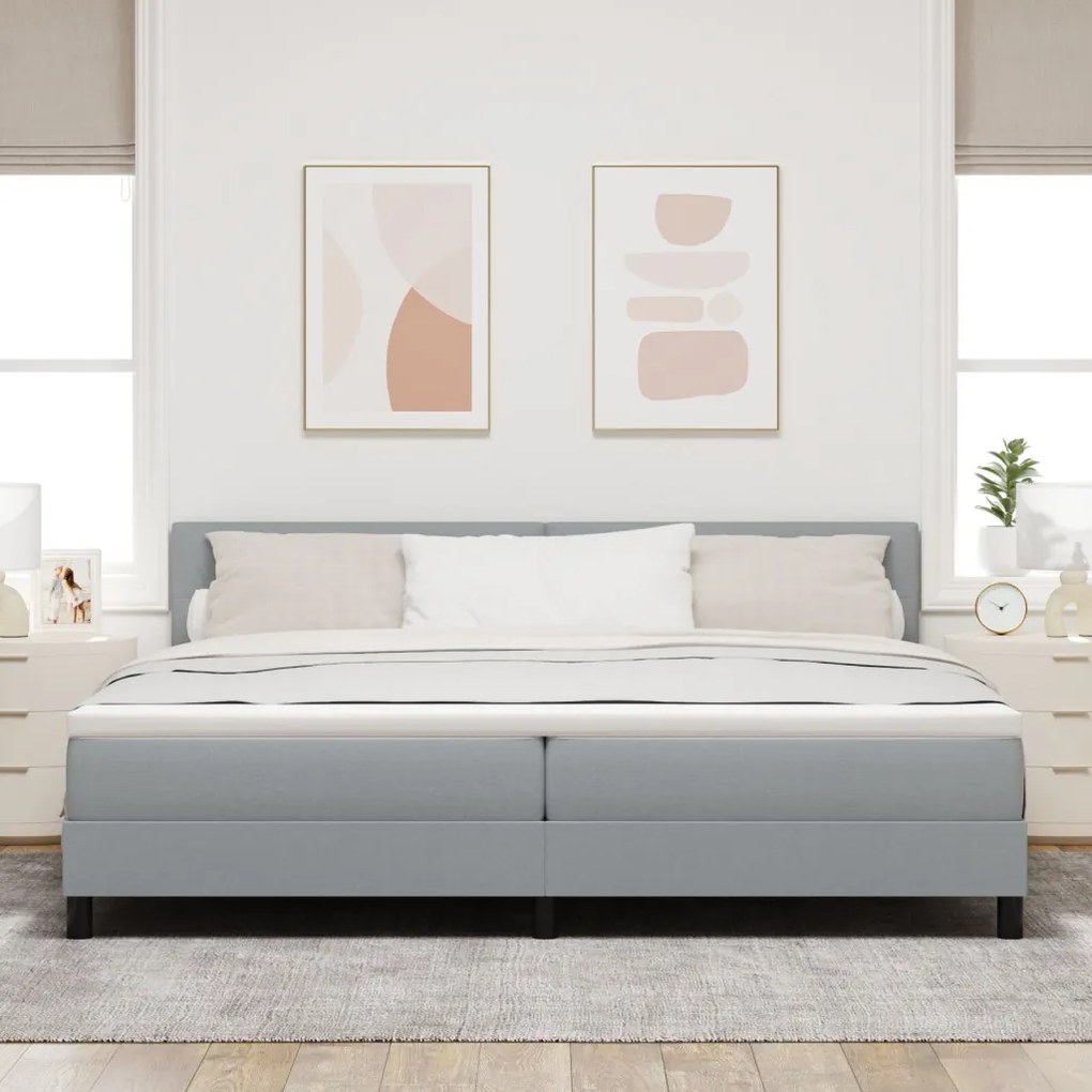 vidaXL Boxspring Ágy Mattal & LED Fénnyel Szürke 200x200 cm Szövet