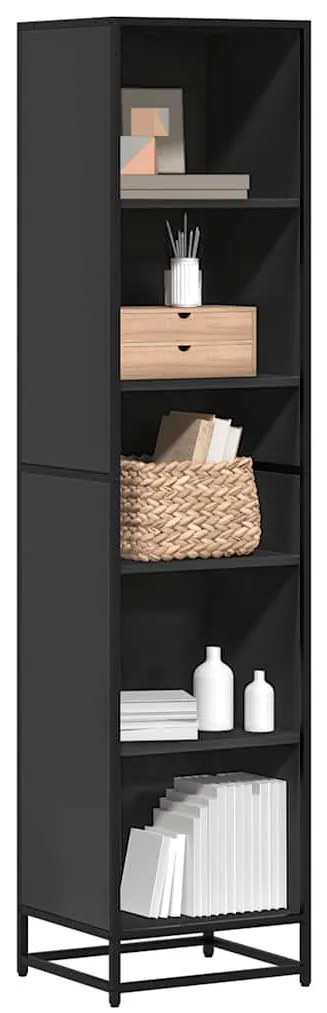 fekete forgácslap könyvszekrény 40x35x170,5 cm