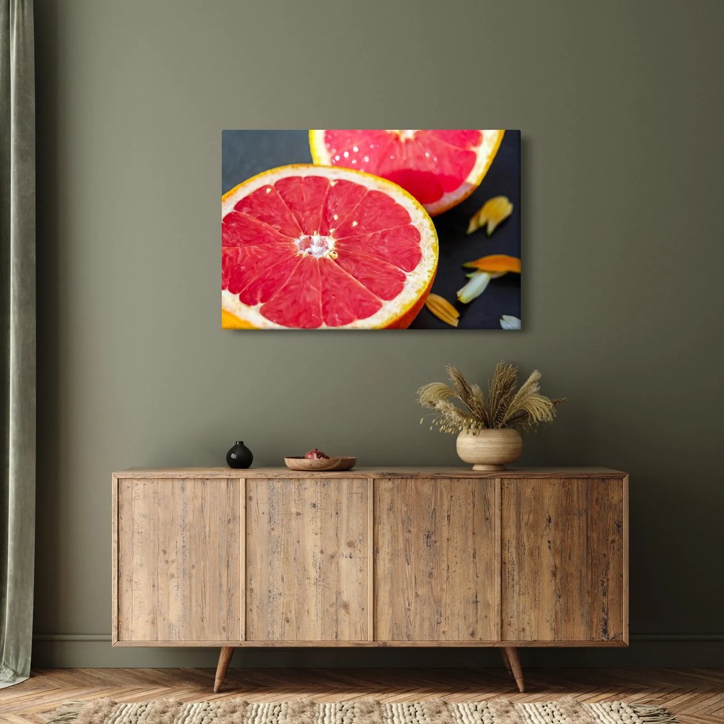 Szeletelt grapefruit képe (90x60 cm)