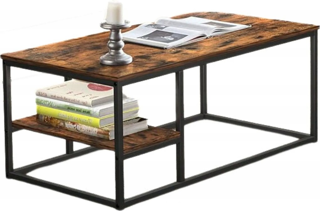 Dohányzóasztal Ipari Vowner Barna Loft Fém Fa