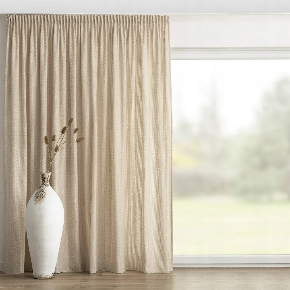 Függöny ráncoló szalaggal 1 db 140x260cm bézs