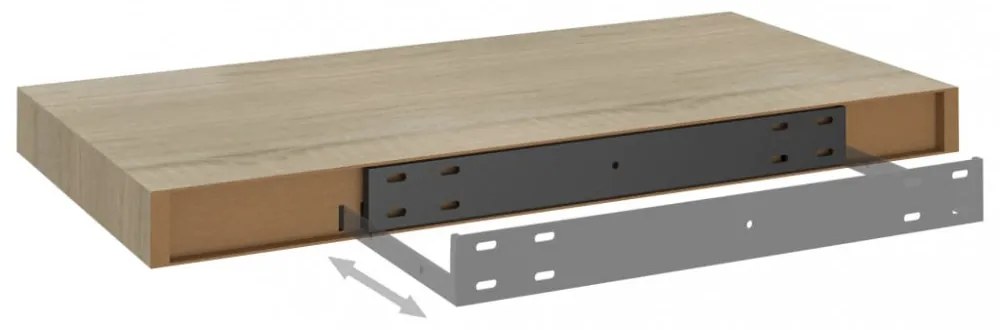 4 db tölgyszínű MDF lebegő fali polc 50 x 23 x 3,8 cm