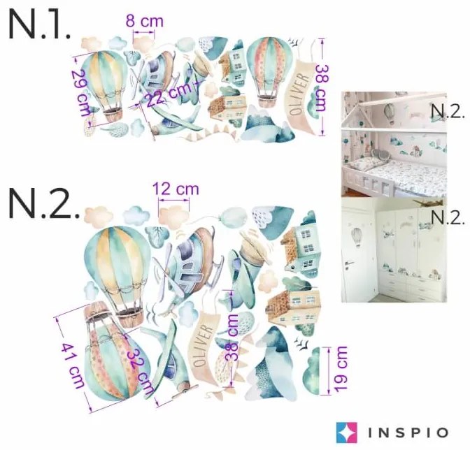 INSPIO Falmatricák - Repülő és léggömb névvel