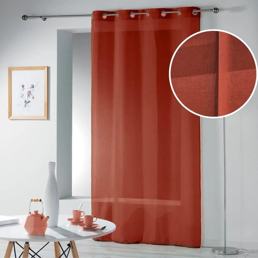 Terrakotta színű fényáteresztő függöny 140x280 cm Telma – douceur d'intérieur