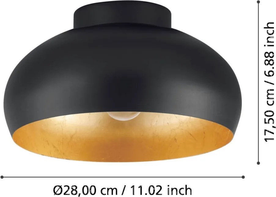 EGLO 900554 MOGANO 2 Loft Mennyezeti Lámpa Fekete, Arany E27 IP20