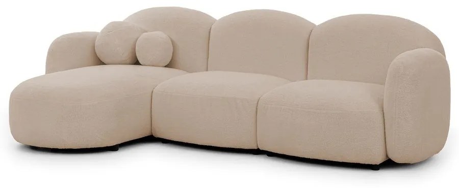 Világosbarna buklé sarokkanapé (bal oldali-heverő résszel) Orbit – Ropez