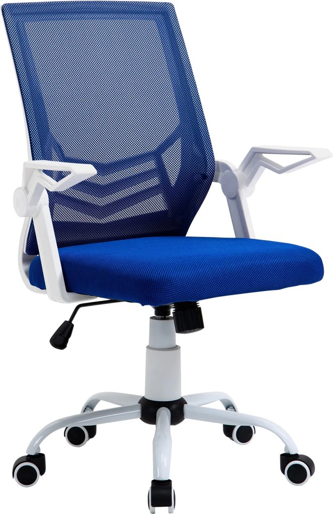 Vinsetto Ergonomikus Forgószék Magasságállító Karfával, Derék Támasszal, Szellőző Kialakítással Fiataloknak és Felnőtteknek 62,5x55x94-104 cm Kék | Ao