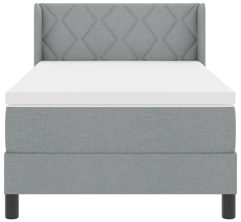 Boxspring Ágy Matraccal, Világosszürke, 100 x 200 cm, Szövet