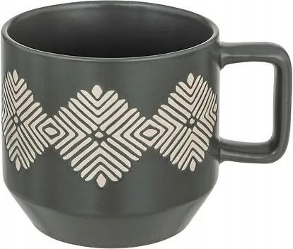 Mosquito bögre fekete 380ml négyzet mintás