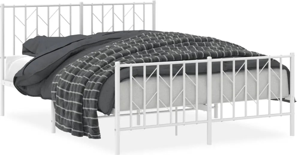 vidaXL fehér fém ágykeret fej- és lábtámlával 140 x 190 cm