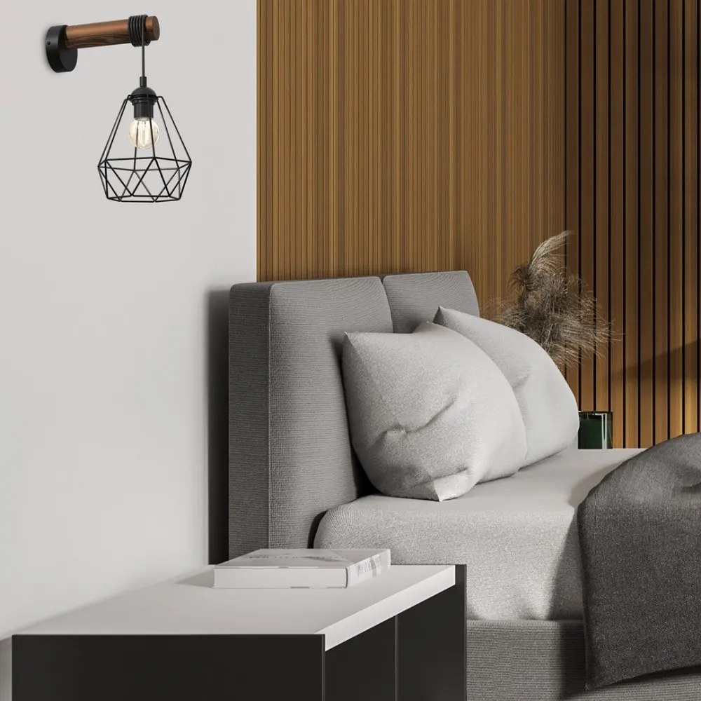 Loft fali lámpa fekete fa Milagro ACERO (MLP7886) 1x E27